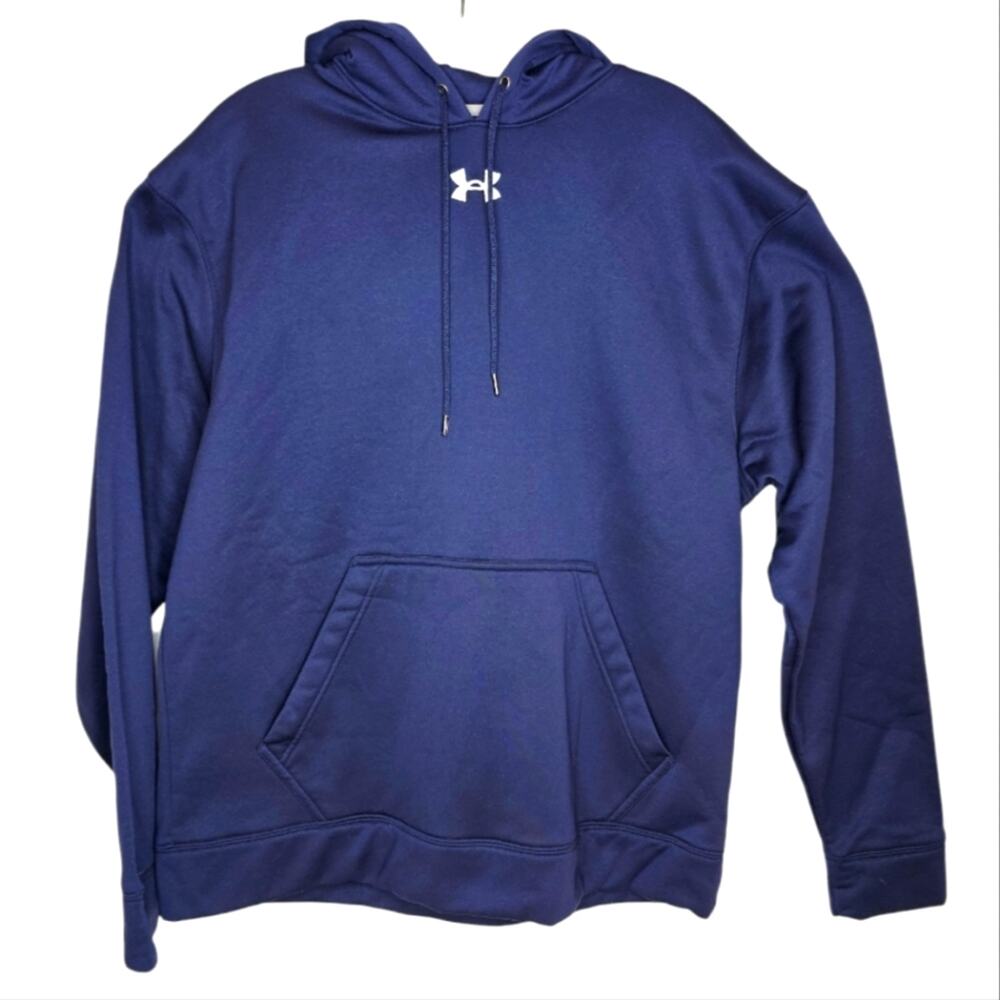 Under Armour Loose Fit Hooded Kangaroo Pocketed Hoodie Navy Blue